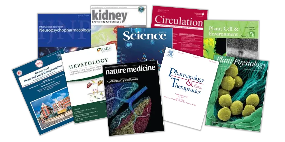 Covers of Nature, Science, Circulation and other journals that have published molecular hydrogen research