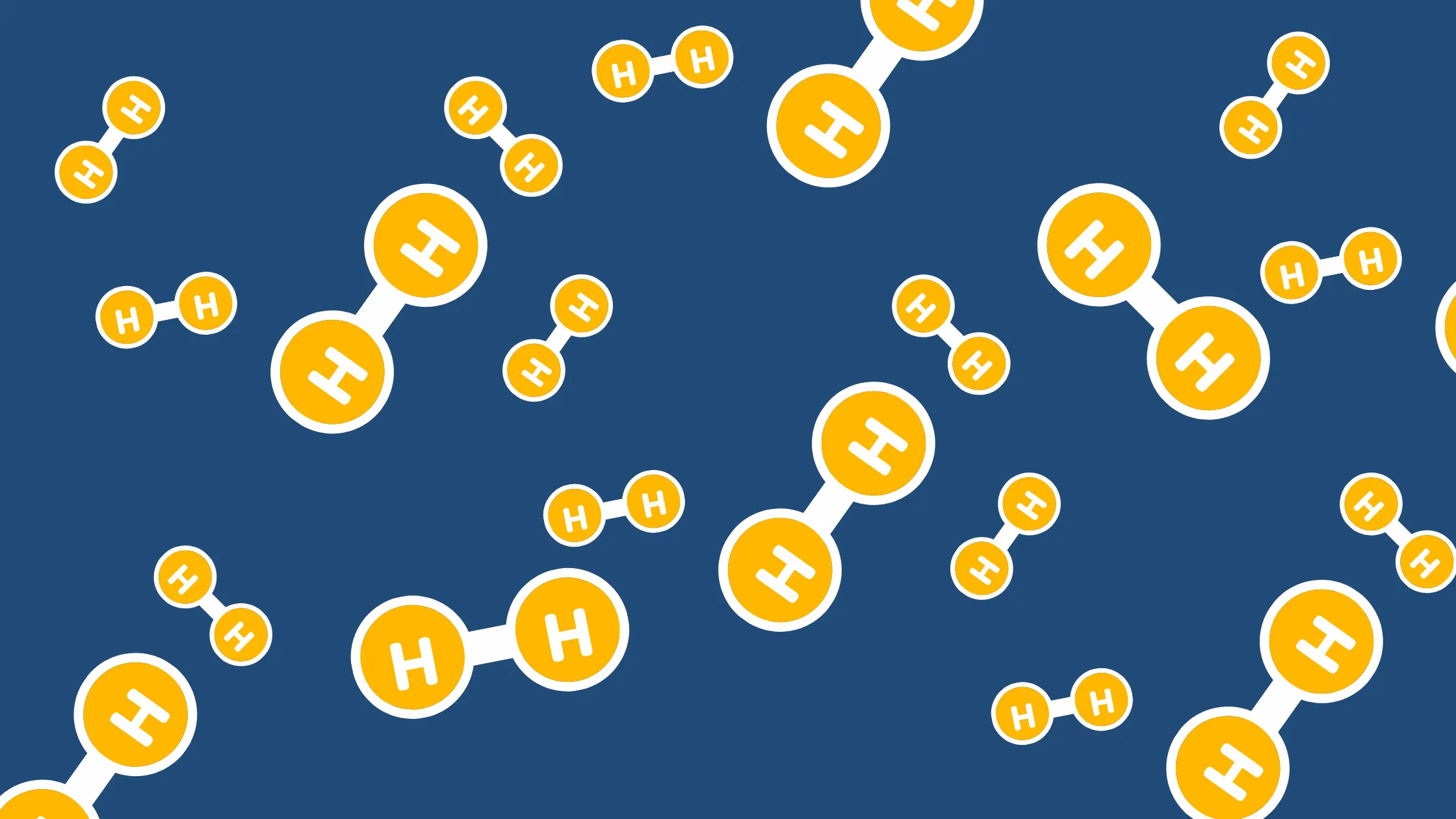 Hydrogen gas molecules (H₂) with two hydrogen atoms
